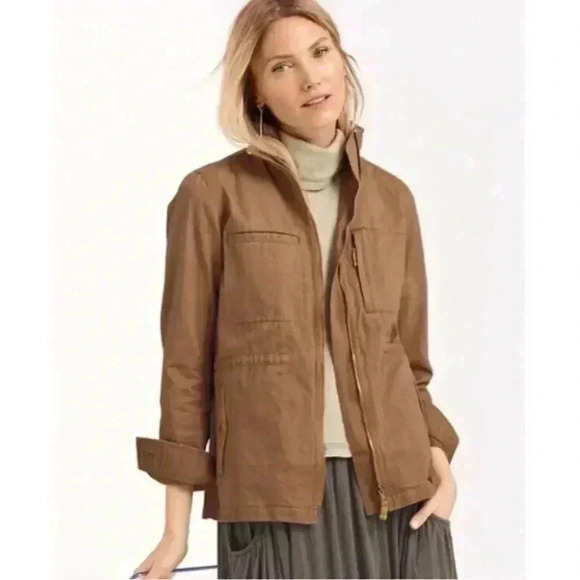 Garnet Hill Jackets & Blazers - Garnet Hill Organic Cotton Zip Up Utility Jacket Golden Khaki 6
